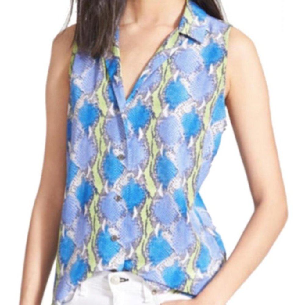 Equipment Silk Snakeskin Print Blouse Sleeveless Signature Top Size S